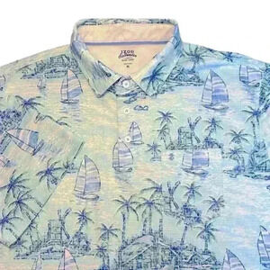 Izod Saltwater Relaxed Classics Fishing Hawaiian Polo Mens Short Sleeve Size XL